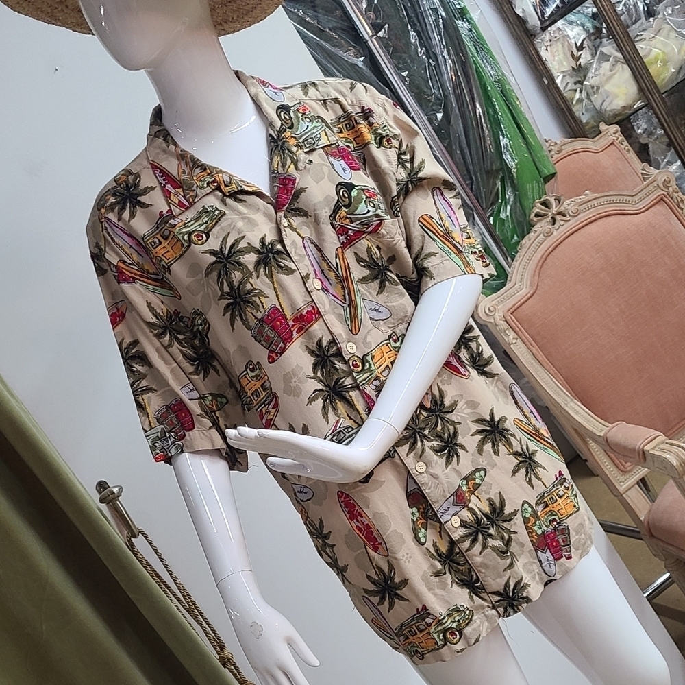 🌴 Aloha Caribbean Palms Vacation Button Down Shirt
